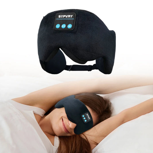 Masque de sommeil audio bluetooth noir avec écouteurs intégrés pour un sommeil paisible