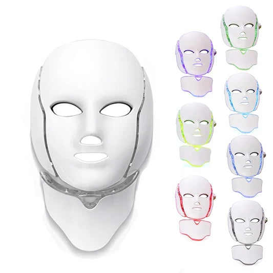 Masque LED visage cou avec plusieurs couleurs pour soins de la peau et relaxation