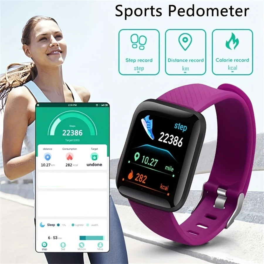 Montre connectée pas chère avec podomètre affichant les étapes et les calories brûlées lors du sport