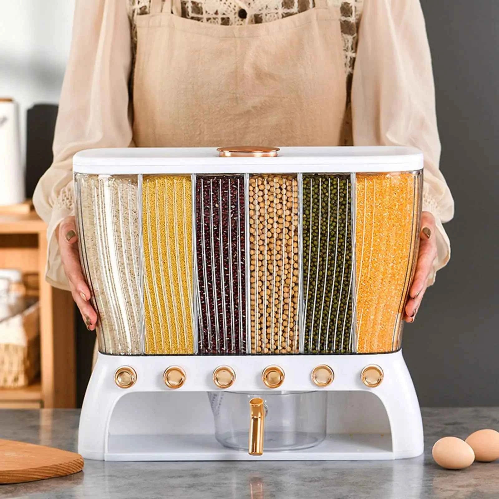 Organisateur de cuisine hermétique avec plusieurs compartiments pour stocker des pâtes et céréales