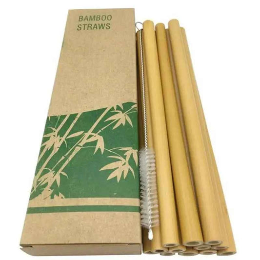 Ensemble de pailles en bambou écologiques avec boîte en carton, parfaites pour une consommation durable