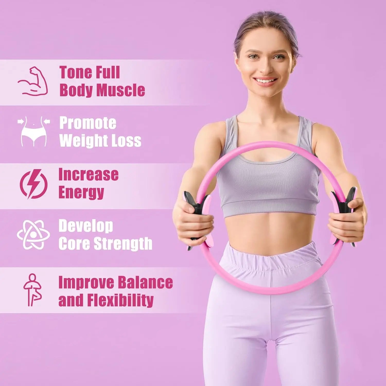 Anneau de pilates rose pour tonifier les muscles et améliorer l'équilibre et la flexibilité
