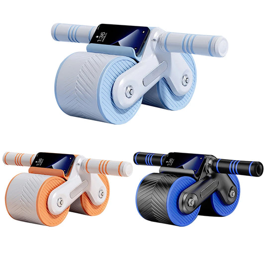 Roue abdominale portable avec support pour smartphone, disponible en plusieurs couleurs pour un entraînement efficace