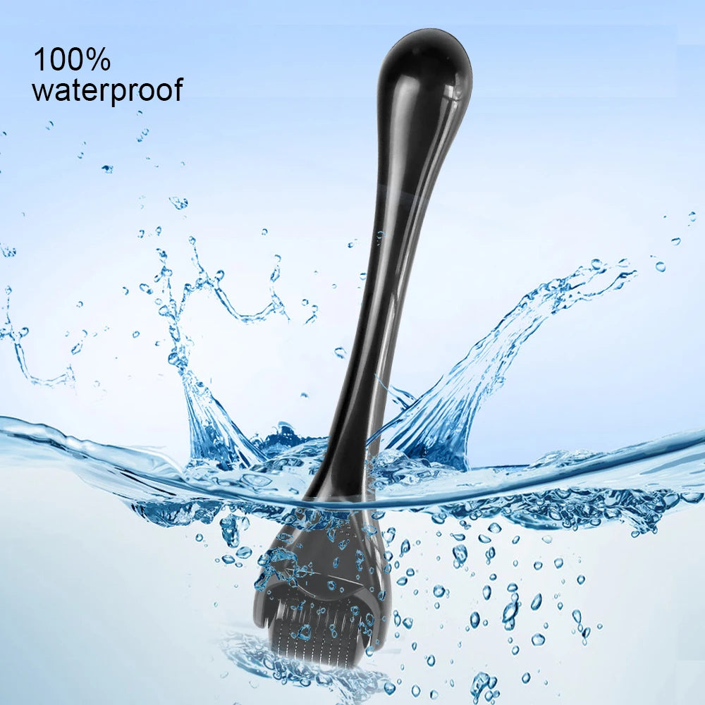 Rouleau microneedling visage noir, 100% waterproof, parfait pour le soin de la peau