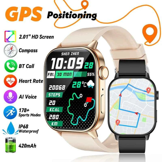 Montre intelligente avec écran HD de 2.01 pouces pour le suivi performance montre intelligente et GPS intégré