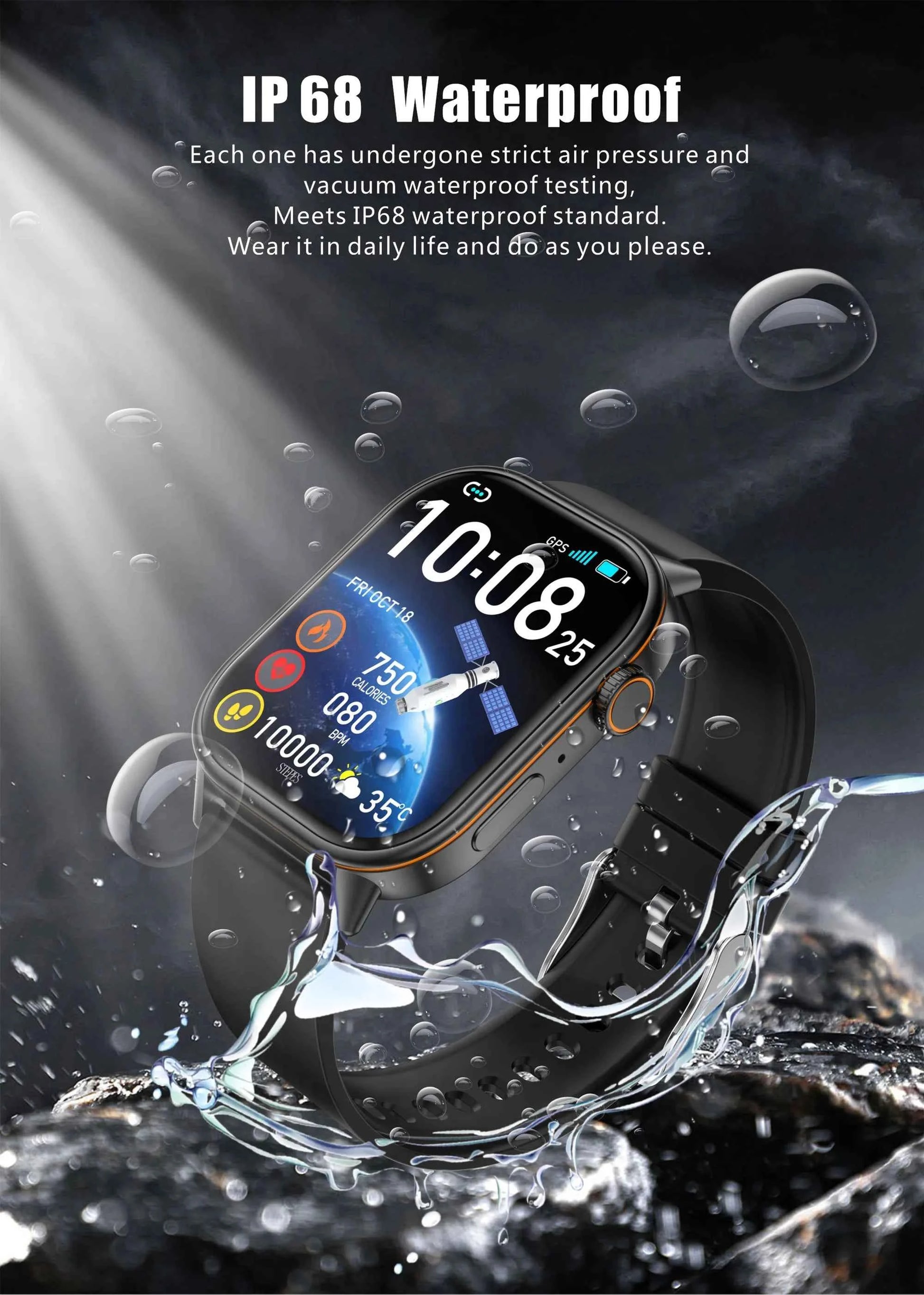 Montre intelligente étanche IP68 avec suivi performance montre intelligente pour une utilisation quotidienne
