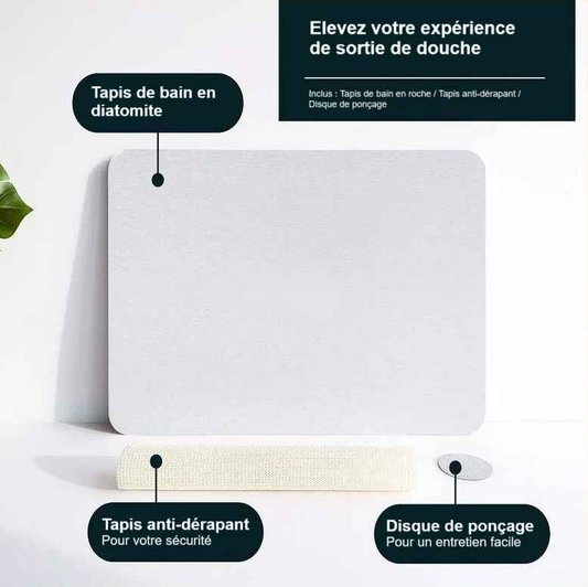 Tapis de bain diatomite écologique avec surface antidérapante pour un confort optimal après la douche