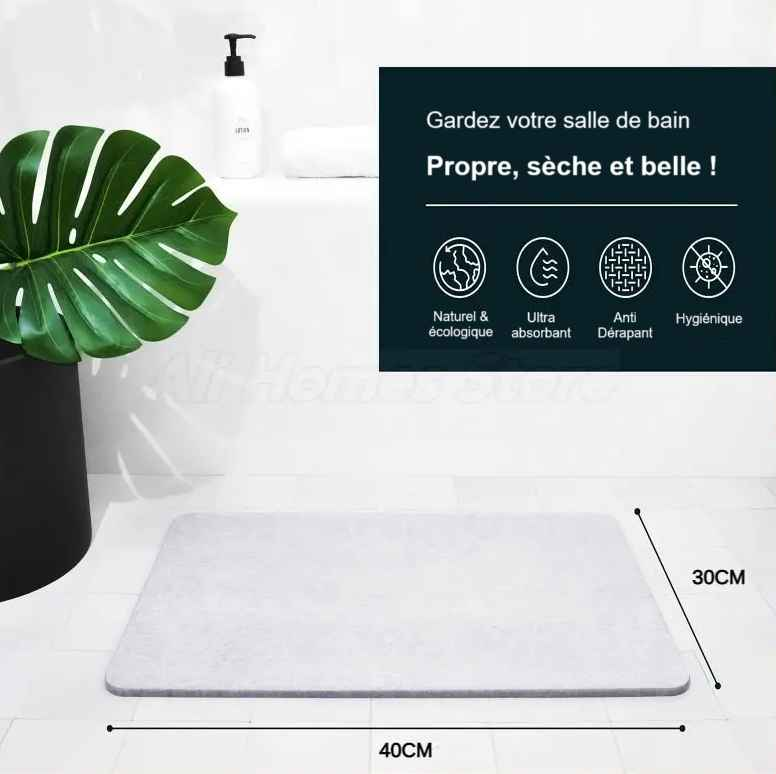 Tapis de bain écologique et absorbant de Le terrier du bien-être, 40x30cm, design moderne et hygiénique